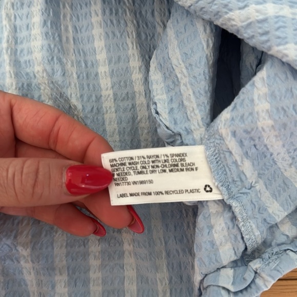 A New Day | Puff Short Sleeve Dress | Cinderella Blue Stripe | Size L - Picture 6 of 7